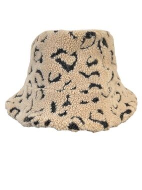 Soft Surroundings Sherpa Leopard Print Bucket Hat Beige & Black Women’s One Size